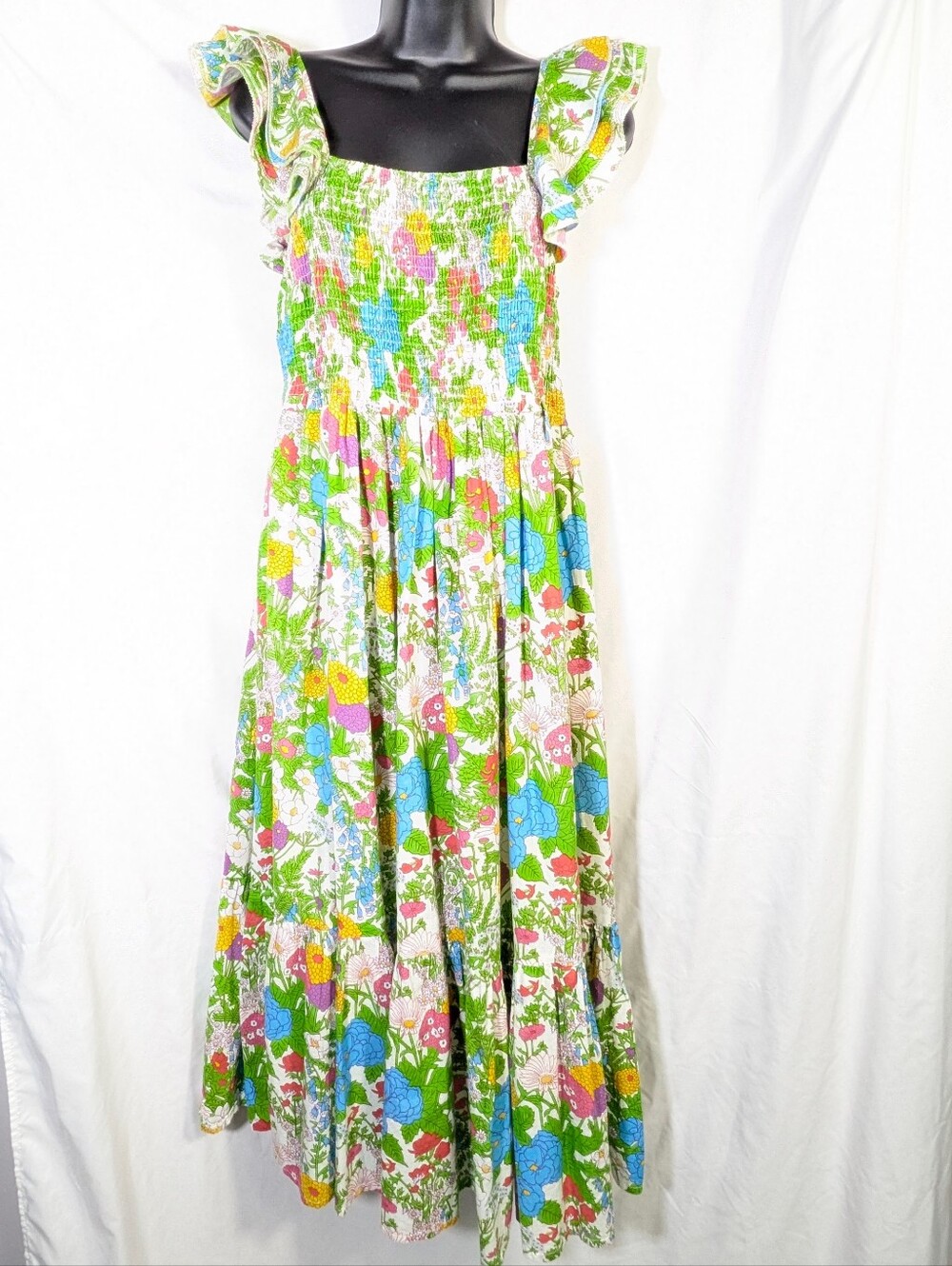 Mille Resort Olympia Dress Summer Garden Ruffled Sleeve Detail Feminine Small